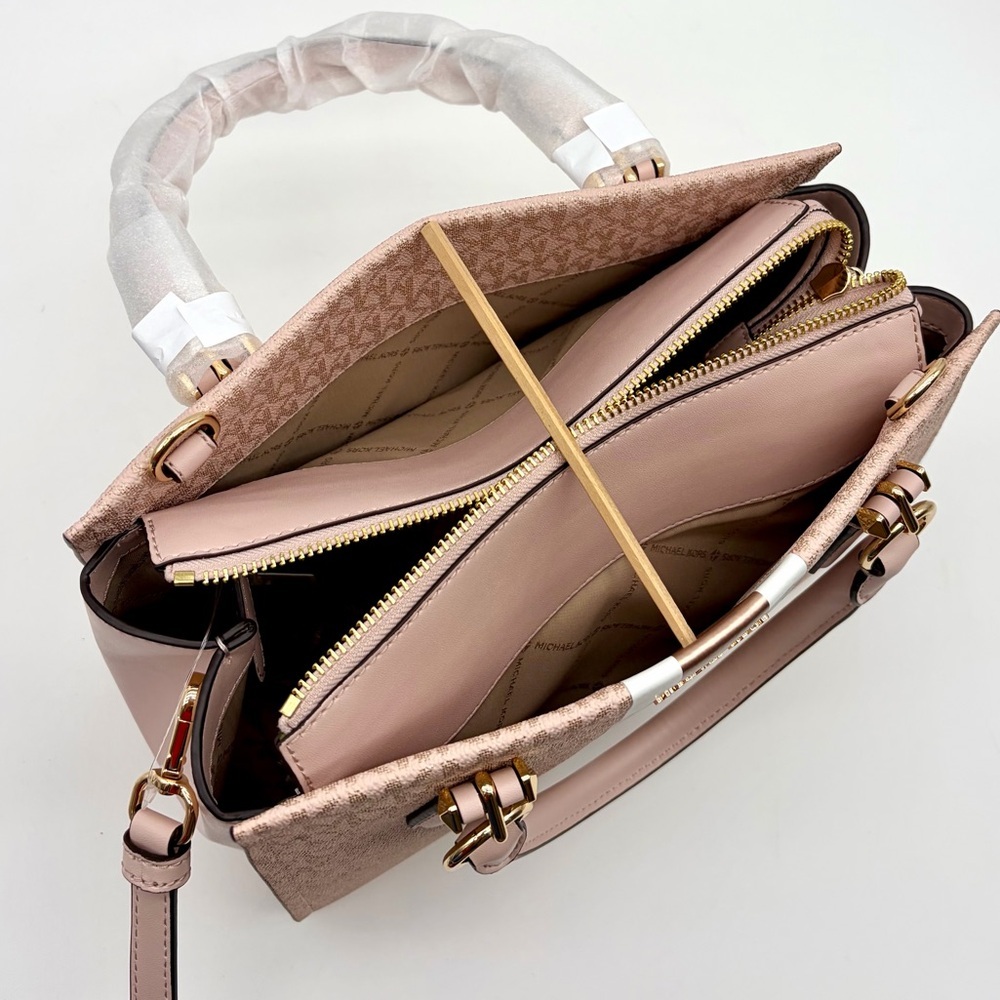 Michael Kors Blush Pink Signature Stripe Satchel - Picture 8 of 16